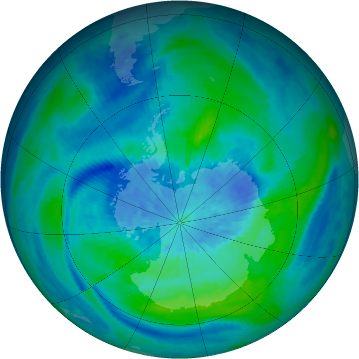 Antarctic ozone map for 22 March 2003